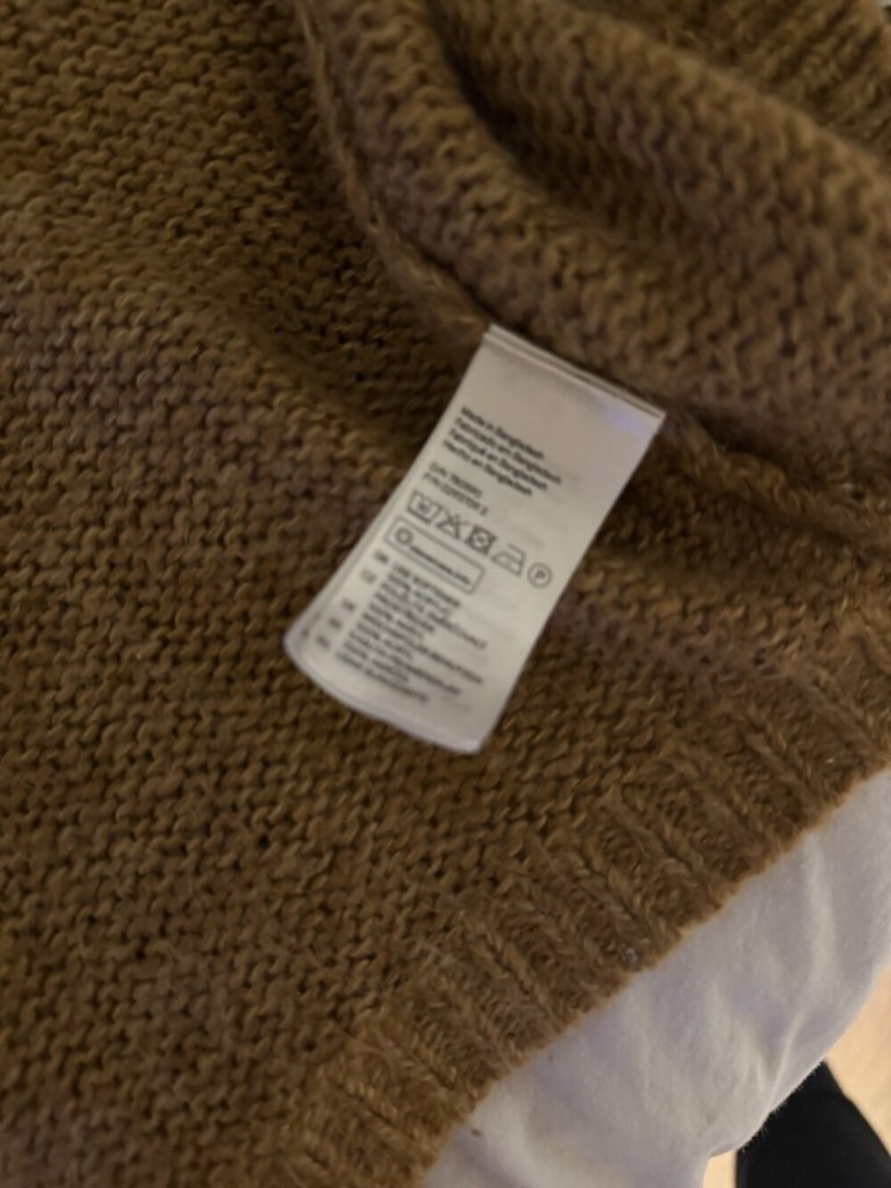 H&M Tan Chunky Knit Open Front Cardigan Sz M - Picture 2 of 4